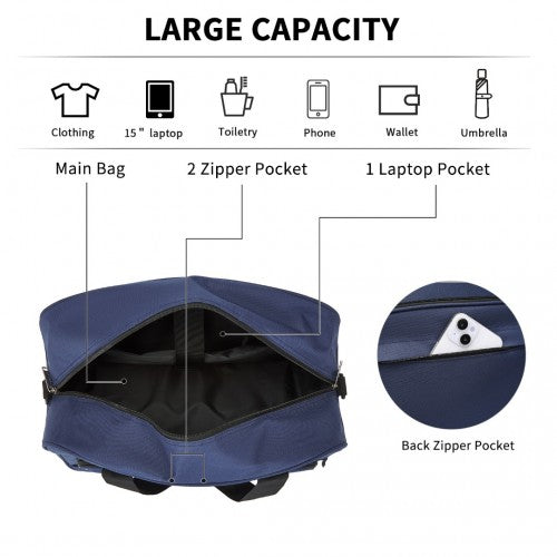 TVK2456 - Kono Water-Resistant Carry-On Cabin Bag with Laptop Compartment for Business Weekend & Daily Use - Navy