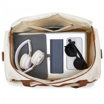 TVK2521 - Kono Compact and Lightweight 40×30×20 Personal-Item Travel Bag - U-Zip Wide Opening And Trolley Sleeve - Cream
