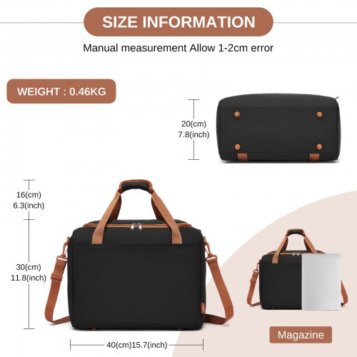 Kono TVK2521 40×30×20 cm black and brown travel bag – detail view 6