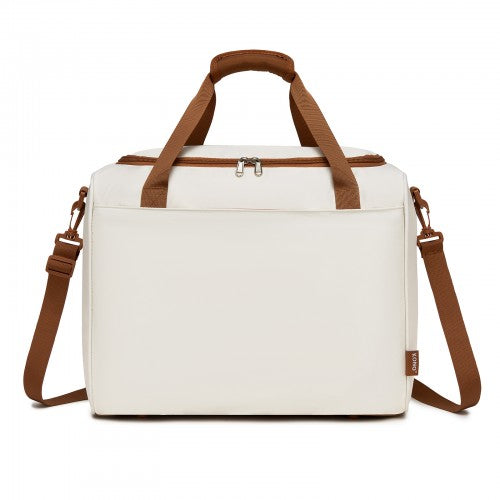 TVK2521 - Kono Compact and Lightweight 40×30×20 Personal-Item Travel Bag - U-Zip Wide Opening And Trolley Sleeve - Cream