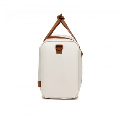 TVK2521 - Kono Compact and Lightweight 40×30×20 Personal-Item Travel Bag - U-Zip Wide Opening And Trolley Sleeve - Cream