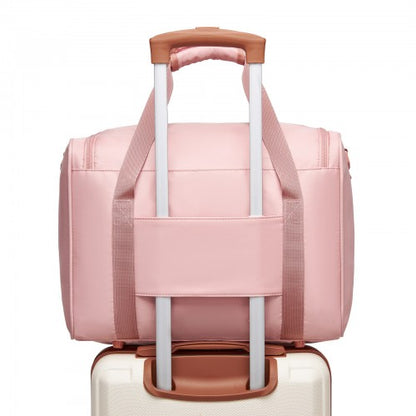 TVK2521 - Kono Compact and Lightweight 40×30×20 Personal-Item Travel Bag - U-Zip Wide Opening And Trolley Sleeve - Nude