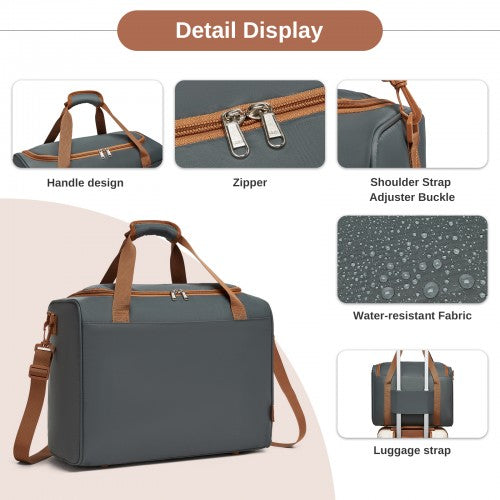 Kono TVK2521 40×30×20 cm grey and brown travel bag – detail view 7