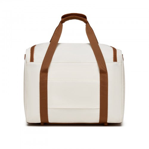 TVK2521 - Kono Compact and Lightweight 40×30×20 Personal-Item Travel Bag - U-Zip Wide Opening And Trolley Sleeve - Cream
