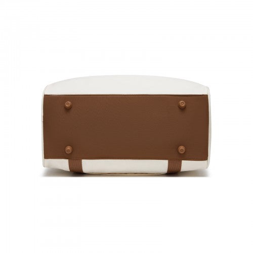 TVK2521 - Kono Compact and Lightweight 40×30×20 Personal-Item Travel Bag - U-Zip Wide Opening And Trolley Sleeve - Cream