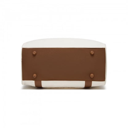 TVK2521 - Kono Compact and Lightweight 40×30×20 Personal-Item Travel Bag - U-Zip Wide Opening And Trolley Sleeve - Cream