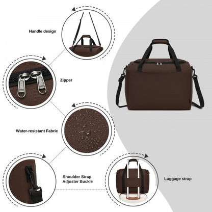 TVK2526 - Kono Spacious Airline-Approved Cabin Travel Duffel (40×30×20 cm) - Roomy Weekender with U-Zip Opening - Brown