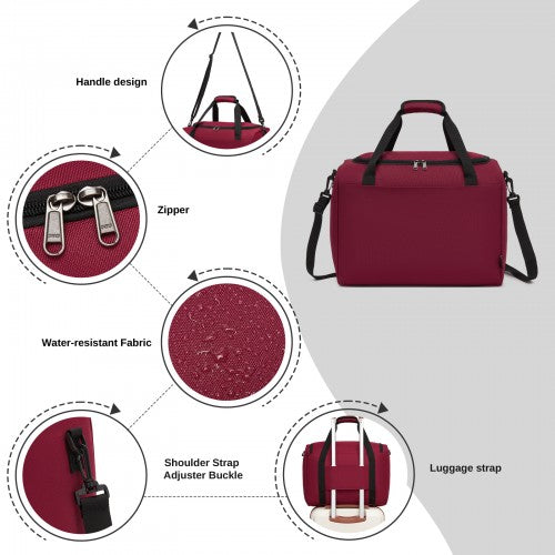 TVK2526 - Kono Spacious Airline-Approved Cabin Travel Duffel (40×30×20 cm) - Roomy Weekender with U-Zip Opening - Burgundy