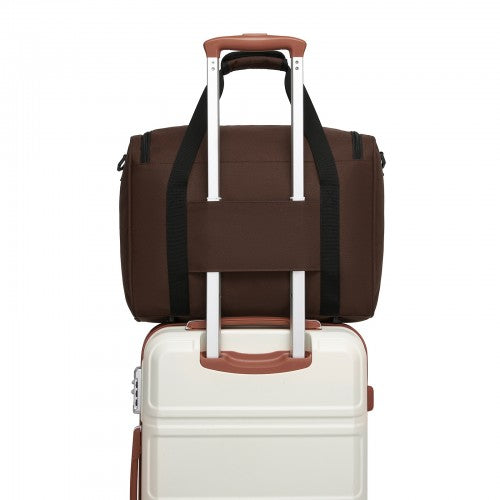 TVK2526 - Kono Spacious Airline-Approved Cabin Travel Duffel (40×30×20 cm) - Roomy Weekender with U-Zip Opening - Brown