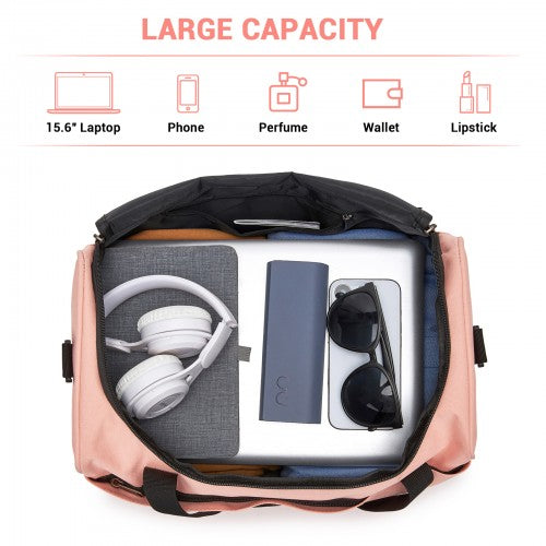 TVK2526 - Kono Spacious Airline-Approved Cabin Travel Duffel (40×30×20 cm) - Roomy Weekender with U-Zip Opening - Pink