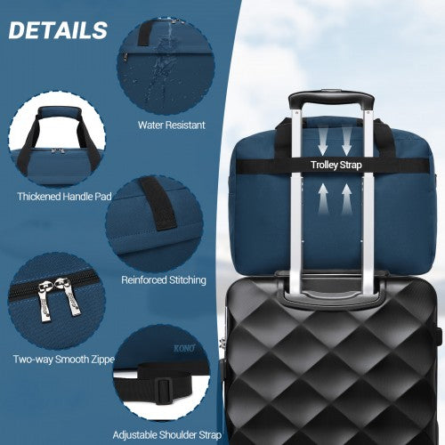 Kono TVK2560 40×30×20 cm navy travel bag – detail view 8