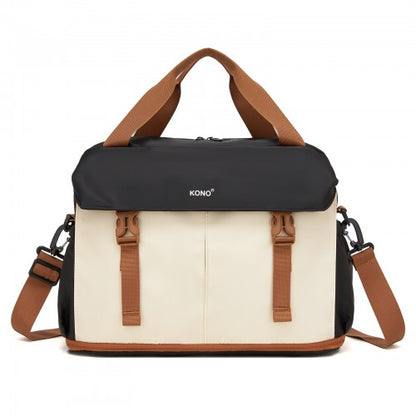 Kono TVK2613 40×30×20 cm black and beige travel bag – side view