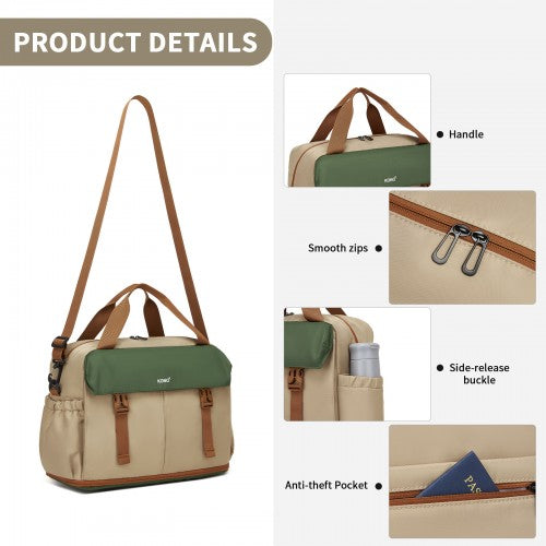 Kono TVK2613 40×30×20 cm khaki and green travel bag – detail view 8