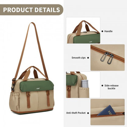 Kono TVK2613 40×30×20 cm khaki and green travel bag – detail view 8