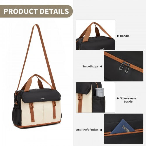 Kono TVK2613 40×30×20 cm black and beige travel bag – detail view 8
