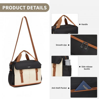 Kono TVK2613 40×30×20 cm black and beige travel bag – detail view 8