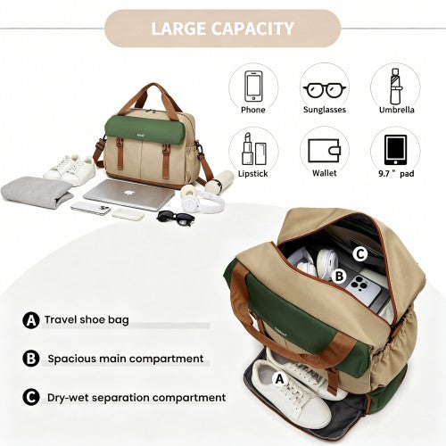 Kono TVK2613 40×30×20 cm khaki and green travel bag – detail view 9