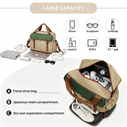 Kono TVK2613 40×30×20 cm khaki and green travel bag – detail view 9