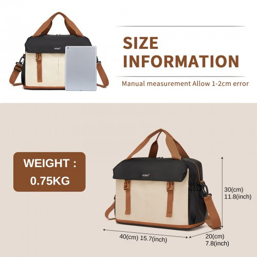 Kono TVK2613 40×30×20 cm black and beige travel bag – detail view 7
