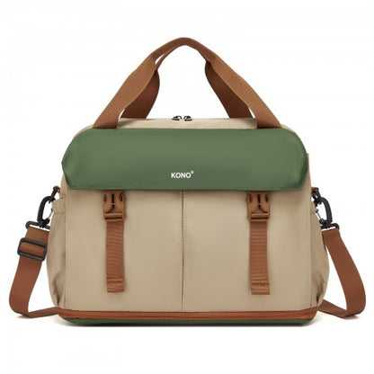 Kono TVK2613 40×30×20 cm khaki and green travel bag – side view