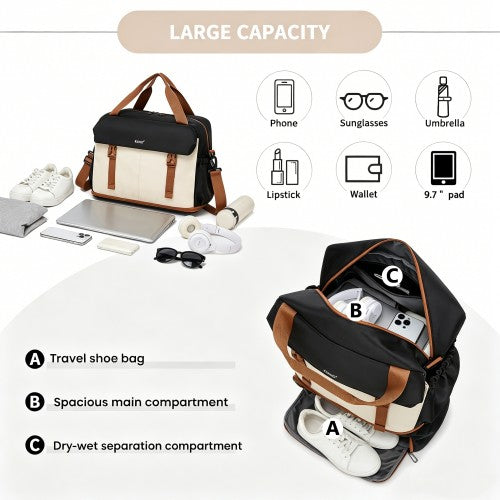 Kono TVK2613 40×30×20 cm black and beige travel bag – detail view 9