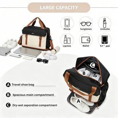 Kono TVK2613 40×30×20 cm black and beige travel bag – detail view 9