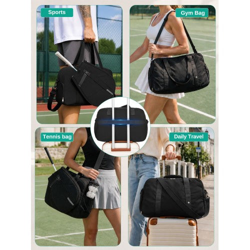 TVK2627 - Kono 25L Unisex Modular Tennis Travel Bag Set, Water Repellent Nylon Gym Bag with Detachable Racket Sleeve