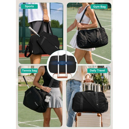 TVK2627 - Kono 25L Unisex Modular Tennis Travel Bag Set, Water Repellent Nylon Gym Bag with Detachable Racket Sleeve