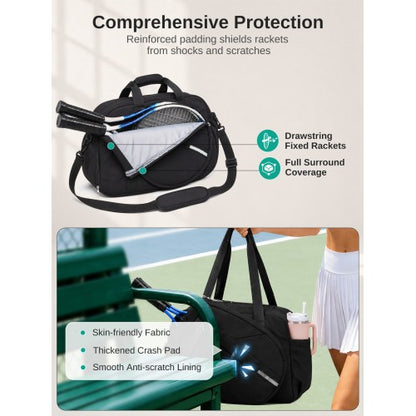 TVK2627 - Kono 25L Unisex Modular Tennis Travel Bag Set, Water Repellent Nylon Gym Bag with Detachable Racket Sleeve