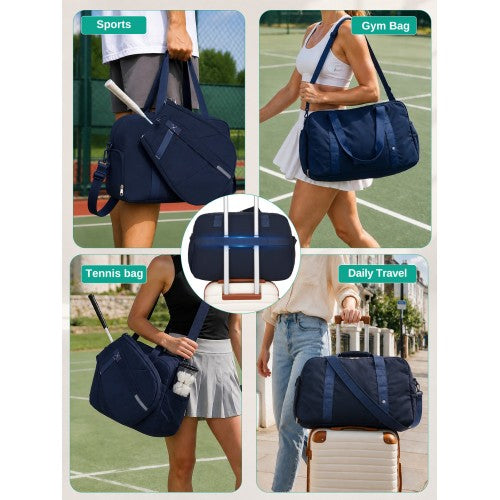 TVK2627 - Kono 25L Unisex Modular Tennis Travel Bag Set, Water Repellent Nylon Gym Bag with Detachable Racket Sleeve