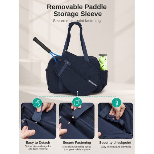 TVK2627 - Kono 25L Unisex Modular Tennis Travel Bag Set, Water Repellent Nylon Gym Bag with Detachable Racket Sleeve