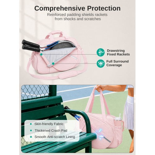 TVK2627 - Kono 25L Unisex Modular Tennis Travel Bag Set, Water Repellent Nylon Gym Bag with Detachable Racket Sleeve