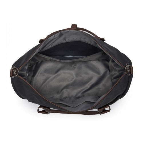 TVM2520 - Miss Lulu Stylish Quilted Color-Blocked Cabin Travel Bag with Dry-wet separation compartment & Trolley Sleeve - Black