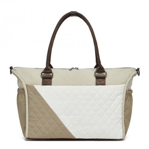 Miss Lulu TVM2520 khaki and beige travel bag – side view