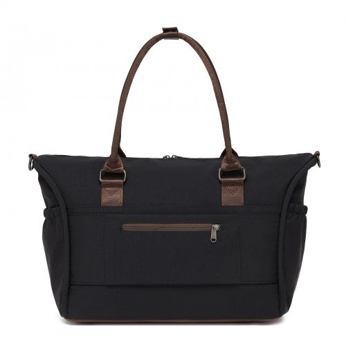 TVM2520 - Miss Lulu Stylish Quilted Color-Blocked Cabin Travel Bag with Dry-wet separation compartment & Trolley Sleeve - Black