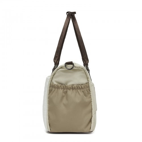 Miss Lulu TVM2520 khaki and beige travel bag – rear view