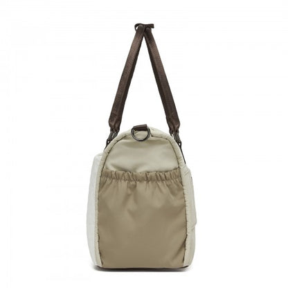 Miss Lulu TVM2520 khaki and beige travel bag – rear view