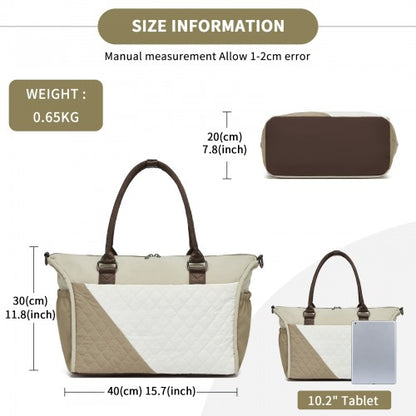 Miss Lulu TVM2520 khaki and beige travel bag – detail view 6