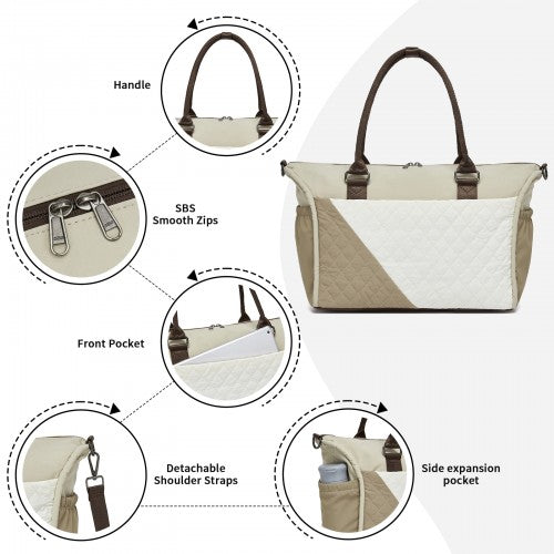 Miss Lulu TVM2520 khaki and beige travel bag – detail view 7