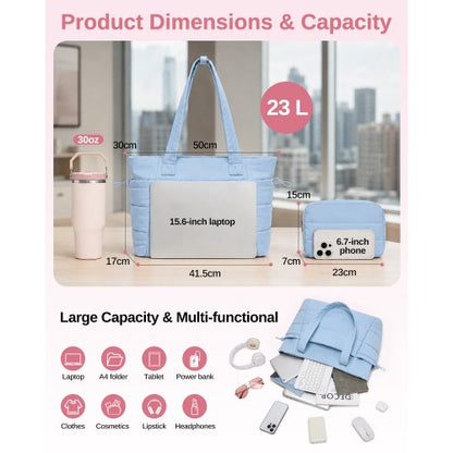 TVN2621 - 2-Piece Women's Tote Bag Set, Water Repellent Handbag with Laptop Compartment for Commute Travel And Outings
