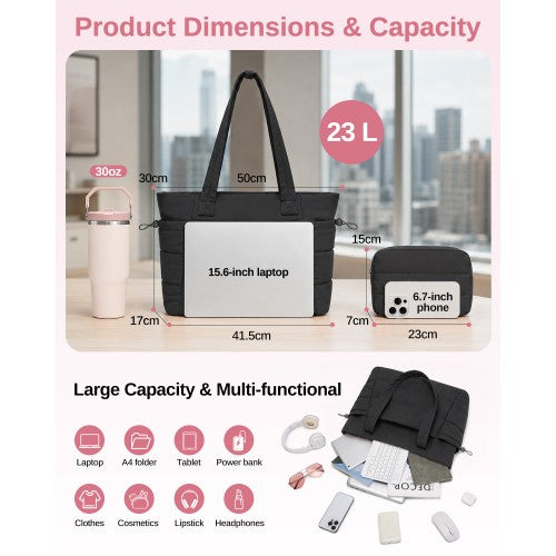 TVN2621 - 2-Piece Women's Tote Bag Set, Water Repellent Handbag with Laptop Compartment for Commute Travel And Outings