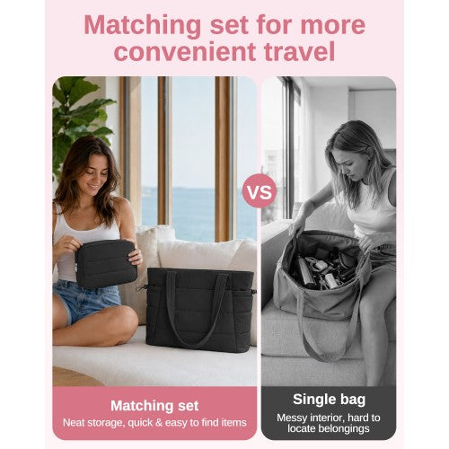 TVN2621 - 2-Piece Women's Tote Bag Set, Water Repellent Handbag with Laptop Compartment for Commute Travel And Outings