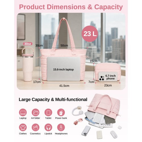 TVN2621 - 2-Piece Women's Tote Bag Set, Water Repellent Handbag with Laptop Compartment for Commute Travel And Outings