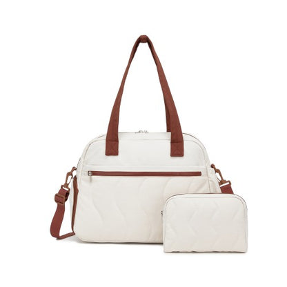 TVN2622 - 24L Lightweight Quilted Women’s Travel Bag Set with Shoe Compartment for Gym Maternity Commute