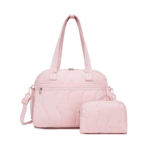 TVN2622 - 24L Lightweight Quilted Women’s Travel Bag Set with Shoe Compartment for Gym Maternity Commute
