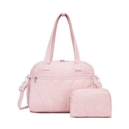 TVN2622 - 24L Lightweight Quilted Women’s Travel Bag Set with Shoe Compartment for Gym Maternity Commute