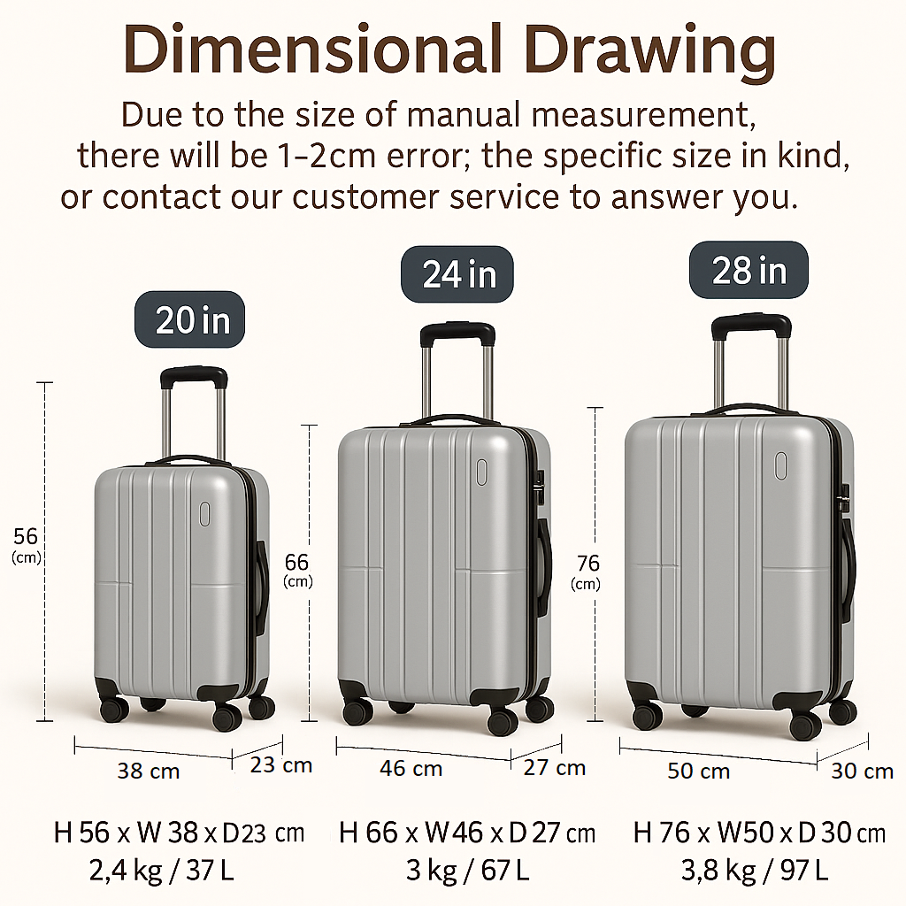 Tabby AeroGlide 20-inch suitcase – dimensions