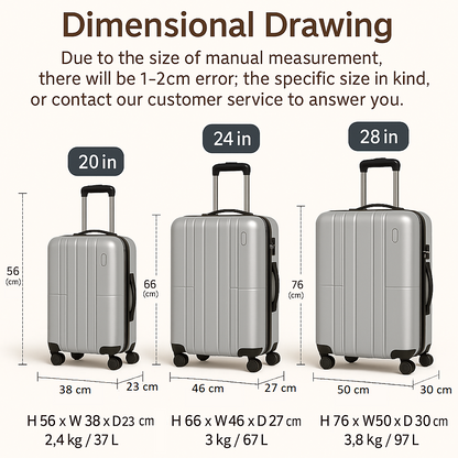 Tabby AeroGlide 20-inch suitcase – dimensions