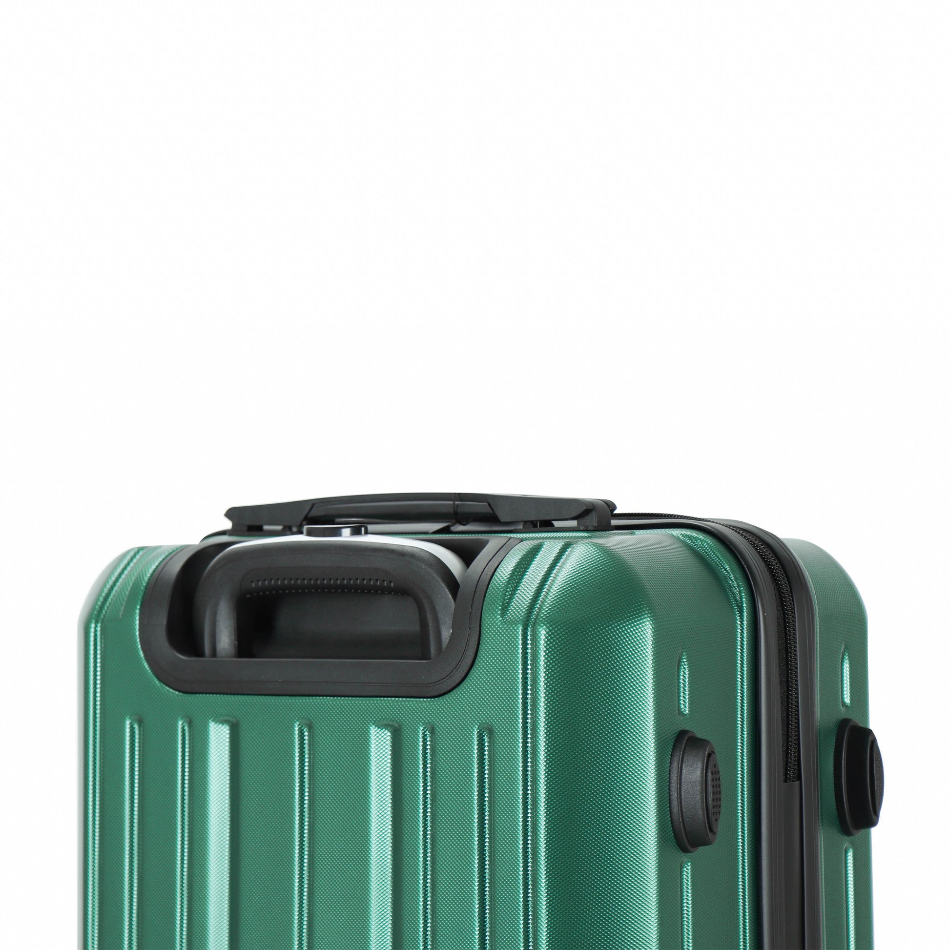 Easy Luggage Tabby Ribbed 3 Piece Hard Shell Suitcase 360° Spinner Wheels Dark Green