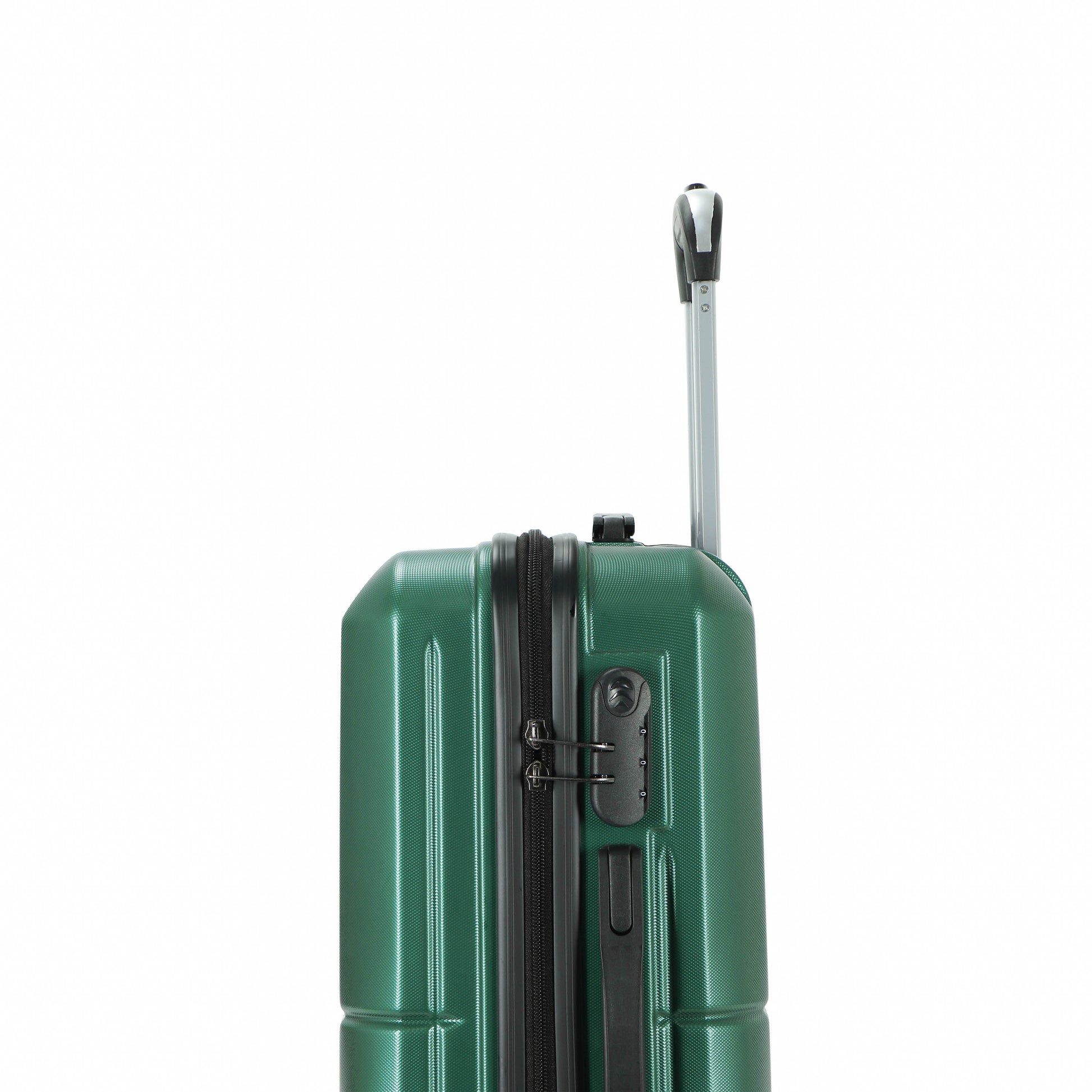 Easy Luggage Tabby Ribbed 3 Piece Hard Shell Suitcase 360° Spinner Wheels Dark Green